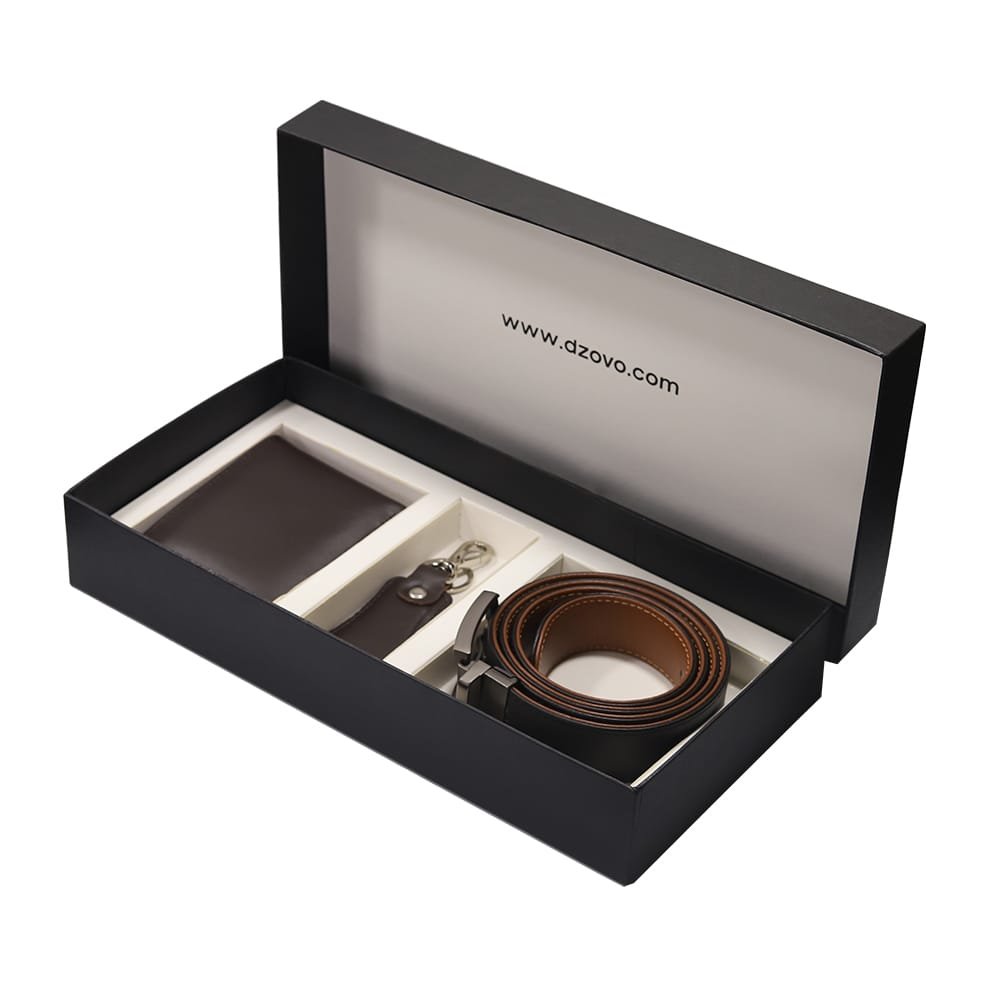 Handmade Leather 3 Piece Set: Wallet, Keychain Belt