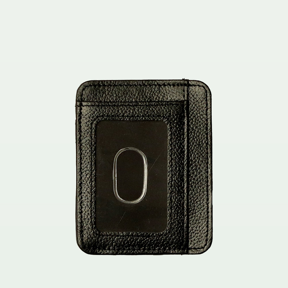 Minimalist Textured Leather Card Holder Wallet with ID Window