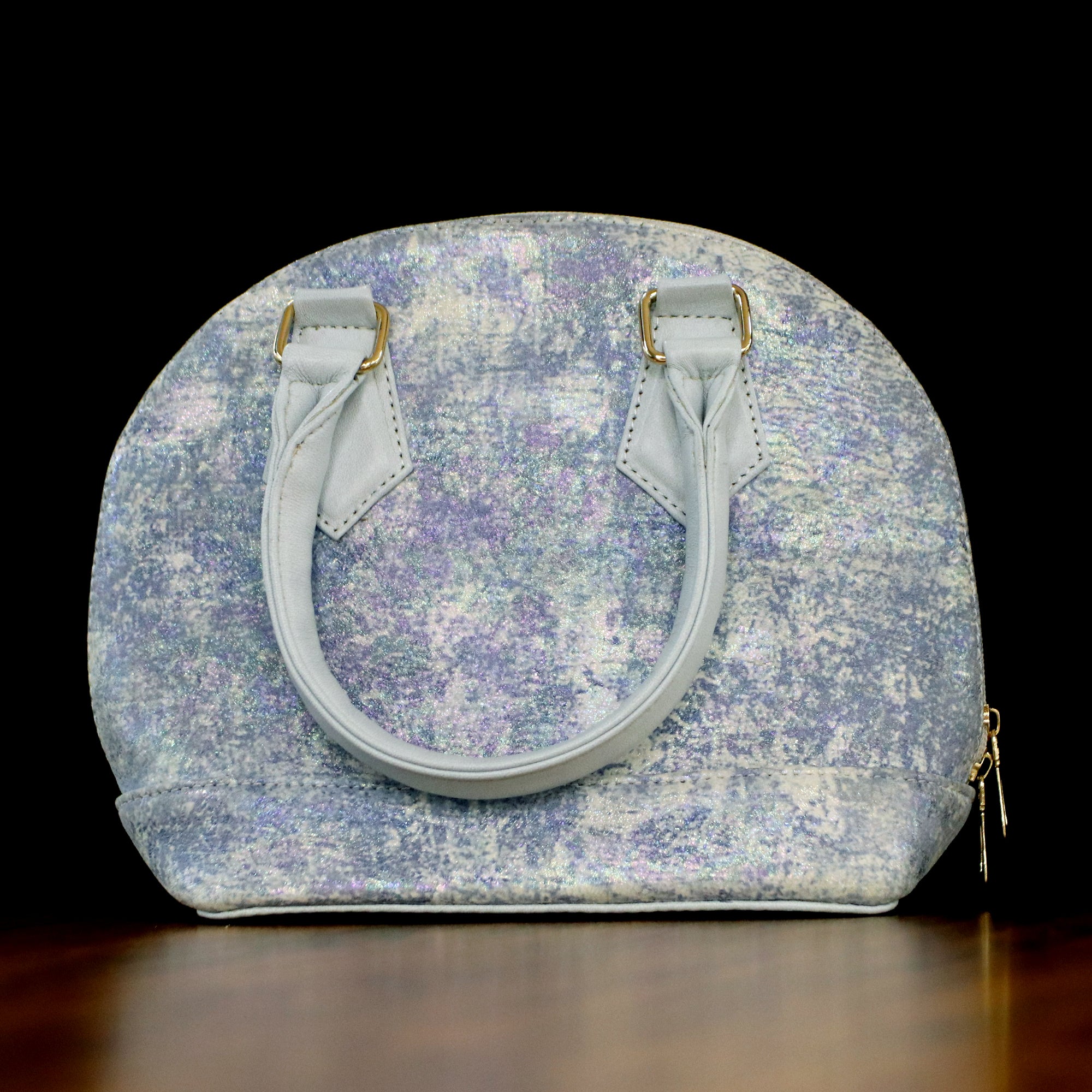 Ethereal Shimmer Dome Italian Leather Handbag