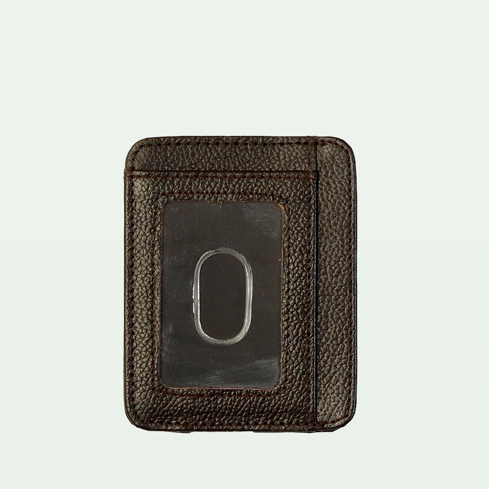 Minimalist Textured Leather Card Holder Wallet with ID Window