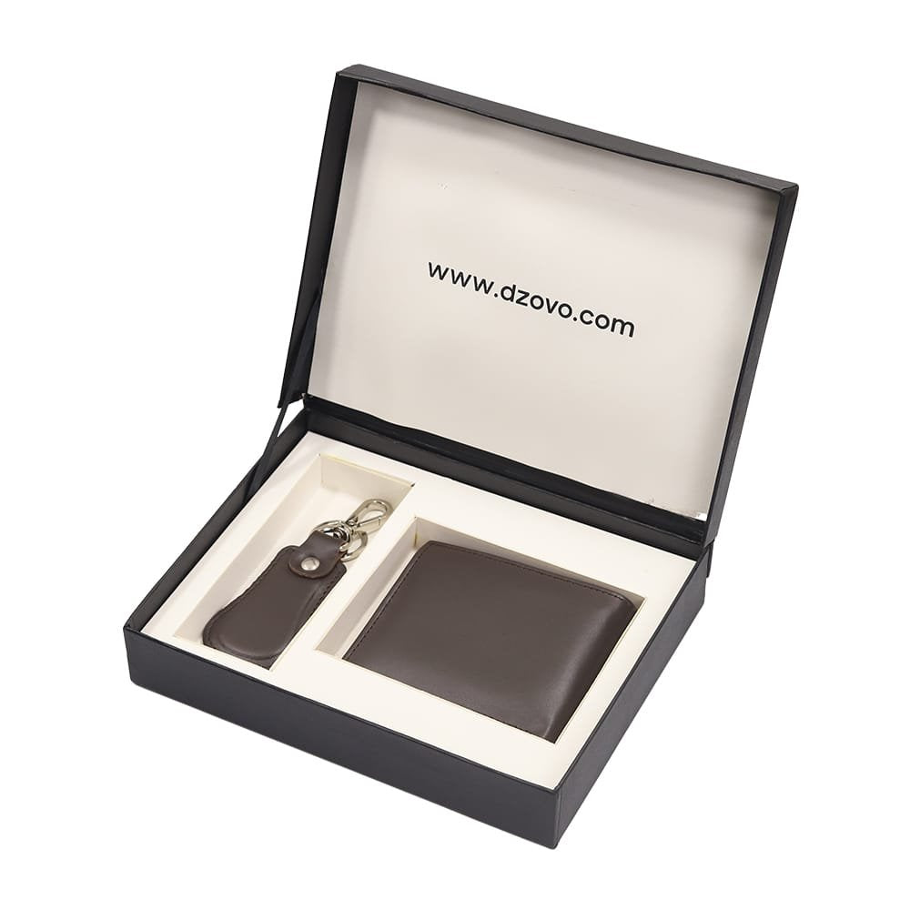 Handmade Leather 2 Piece Gift Set: Wallet Keychain