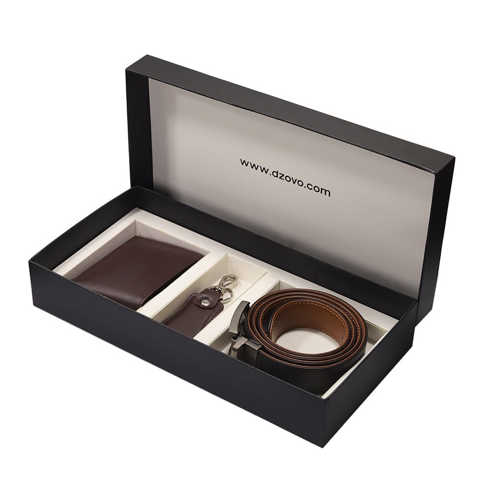 Handmade Leather 3 Piece Set: Wallet, Keychain Belt
