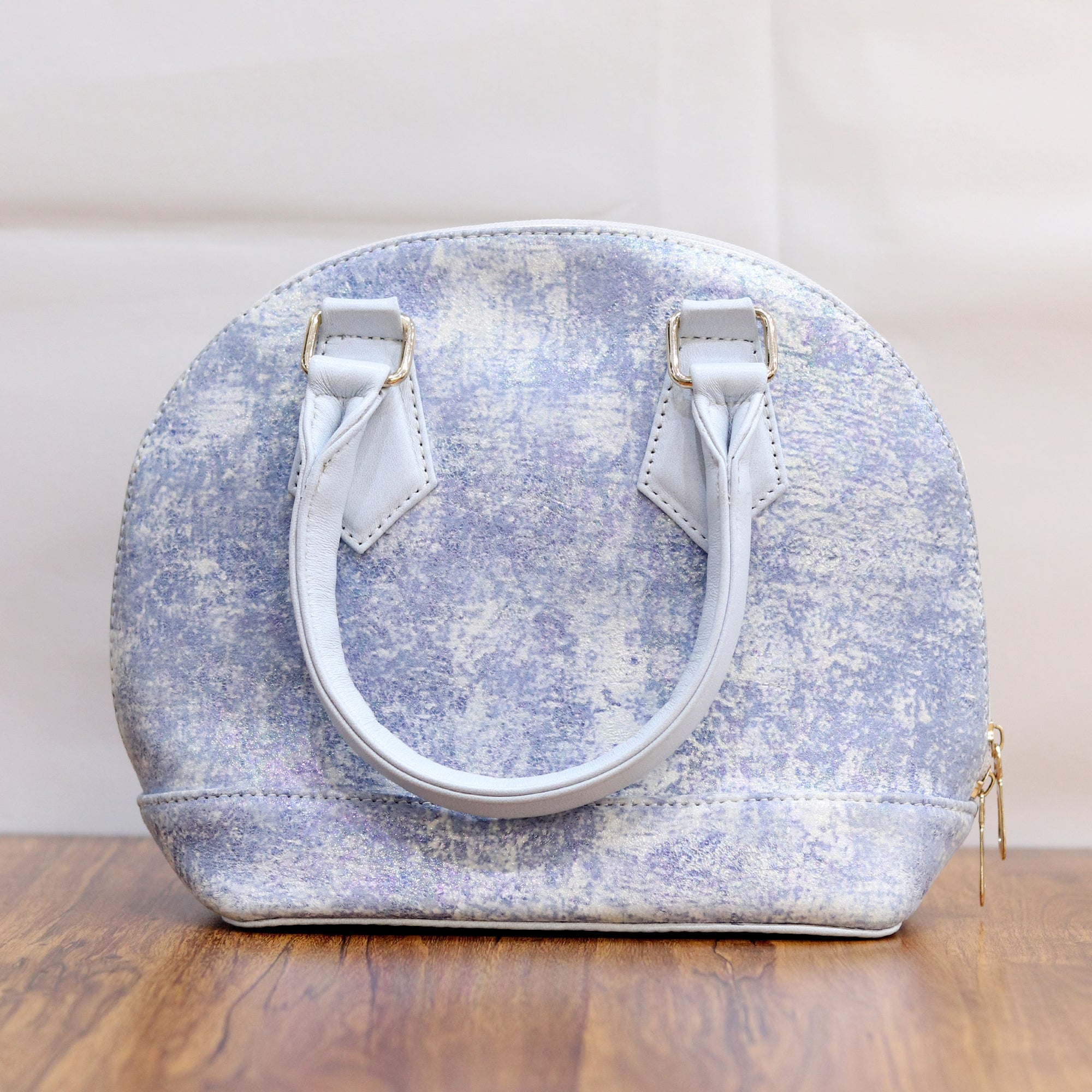 Ethereal Shimmer Dome Italian Leather Handbag