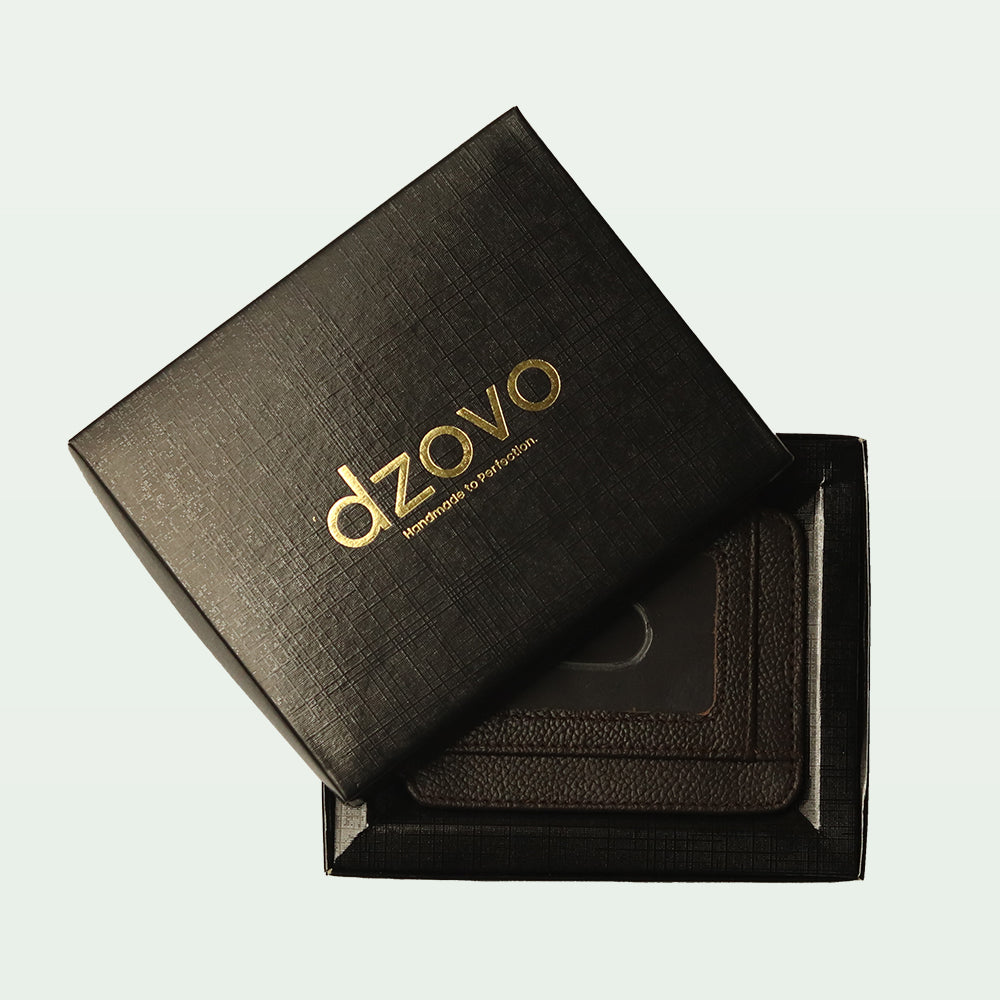 Minimalist Textured Leather Card Holder Wallet with ID Window