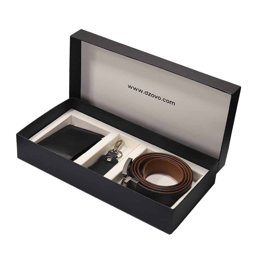 Handmade Leather 3 Piece Set: Wallet, Keychain Belt