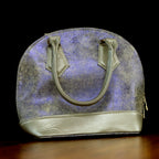 Lustrous Metallic Bronze & Purple Dome Leather Handbag