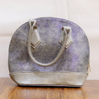 Lustrous Metallic Bronze & Purple Dome Leather Handbag