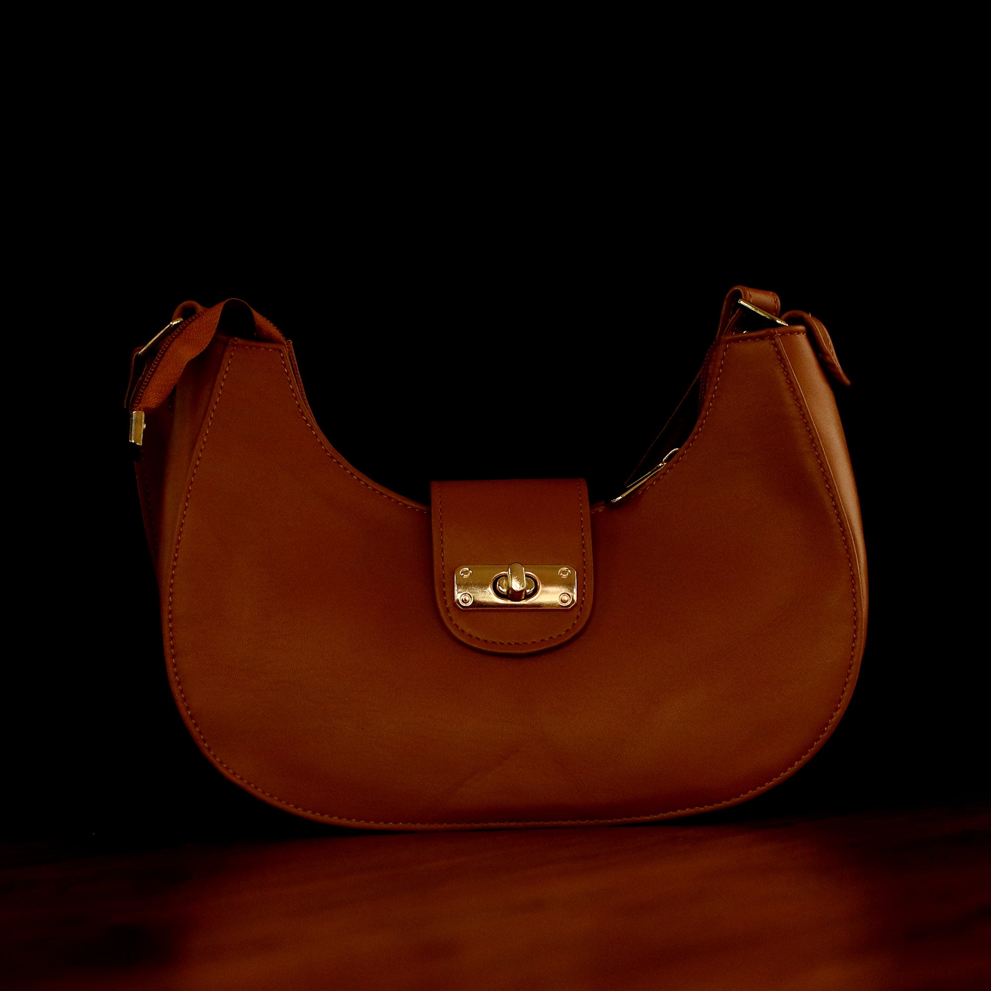 Chic Crescent Shoulder Bag Genuine Leather Handbag