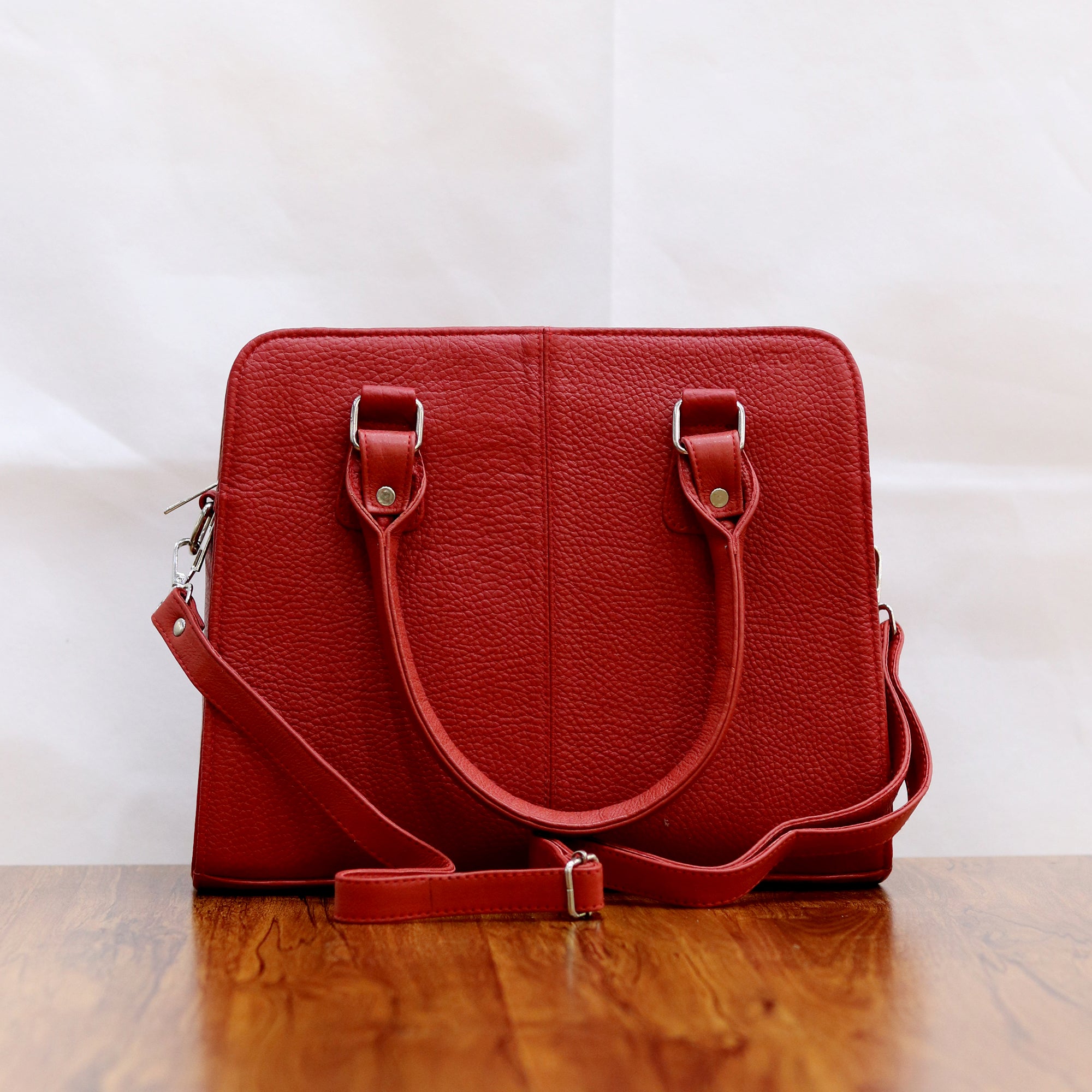 Structured Executive Satchel Genuine Leather Handbag