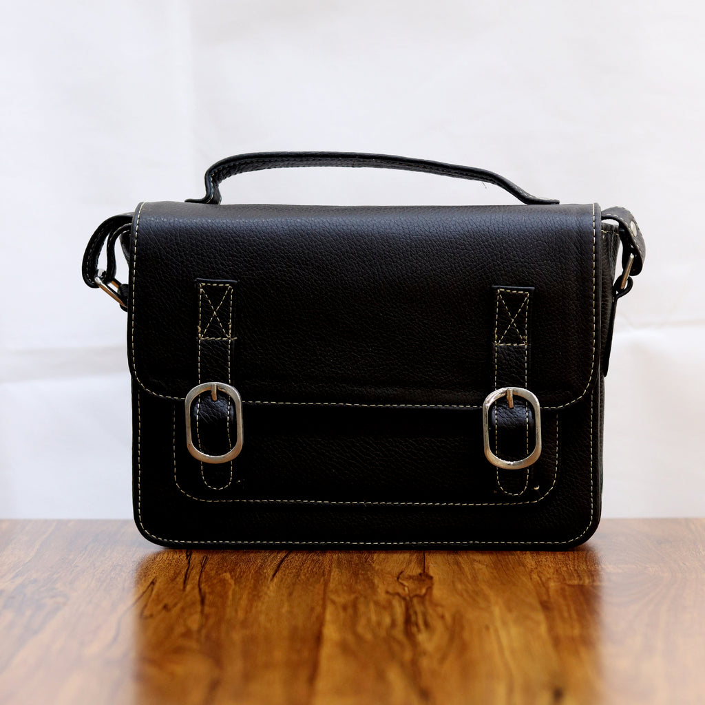 Vintage Buckle Messenger Leather Bag