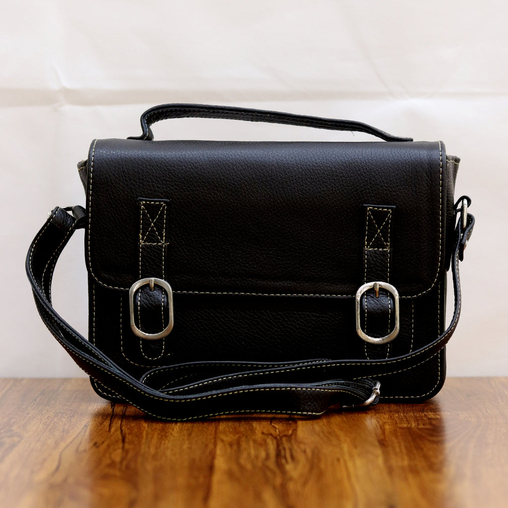 Vintage Buckle Messenger Leather Bag