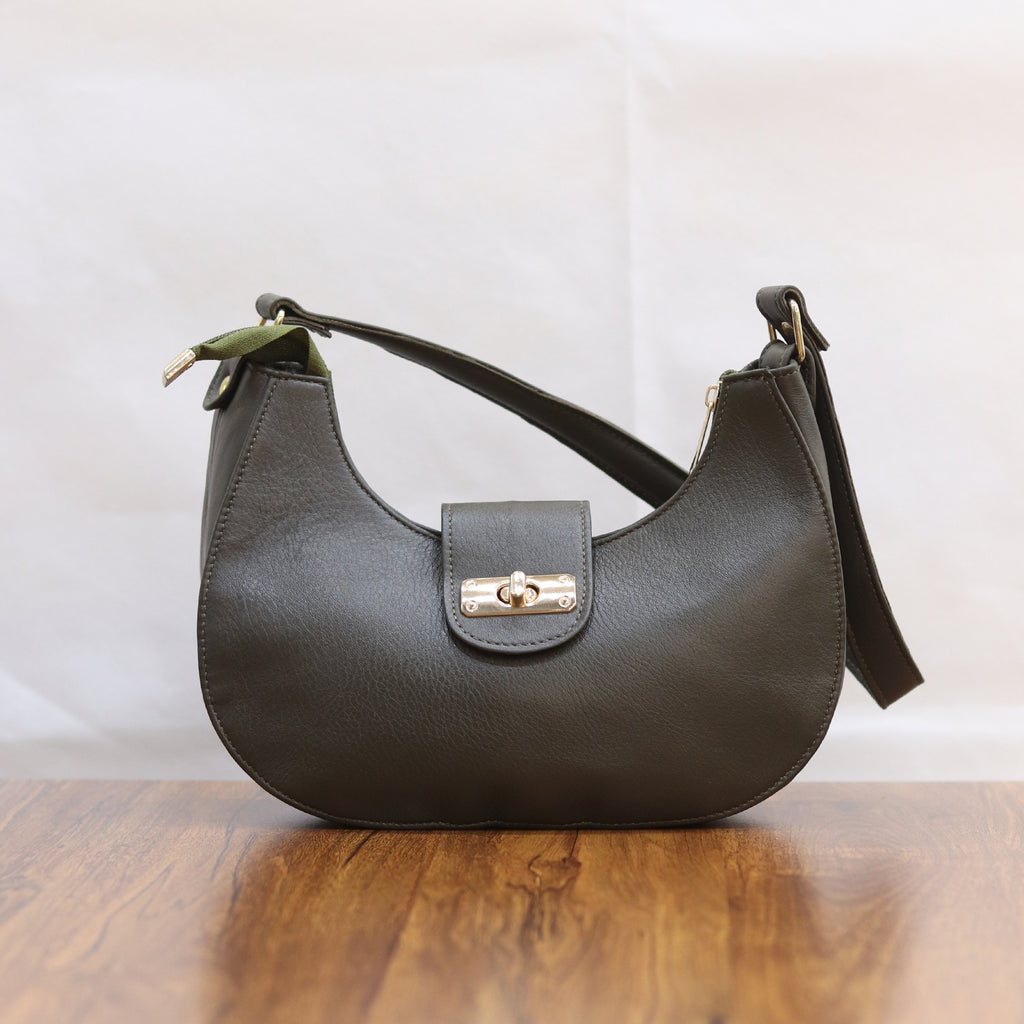 Chic Crescent Shoulder Bag Genuine Leather Handbag