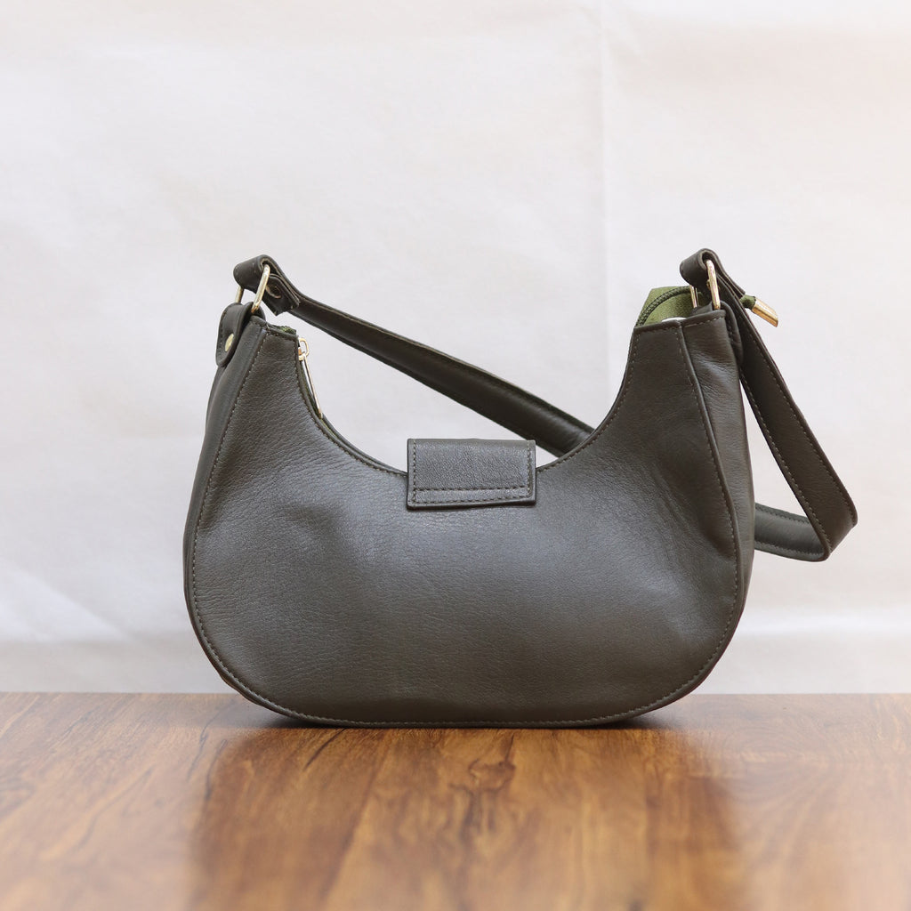 Chic Crescent Shoulder Bag Genuine Leather Handbag