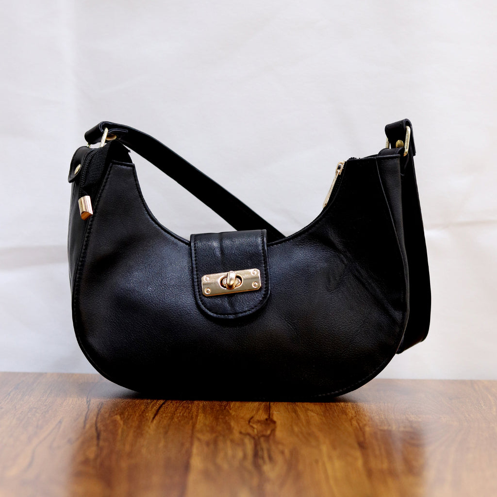 Chic Crescent Shoulder Bag Genuine Leather Handbag