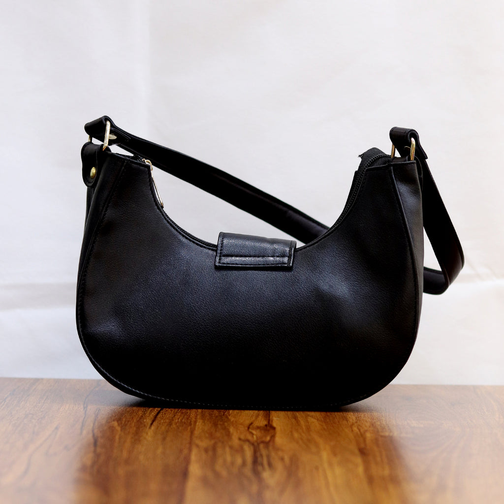 Chic Crescent Shoulder Bag Genuine Leather Handbag