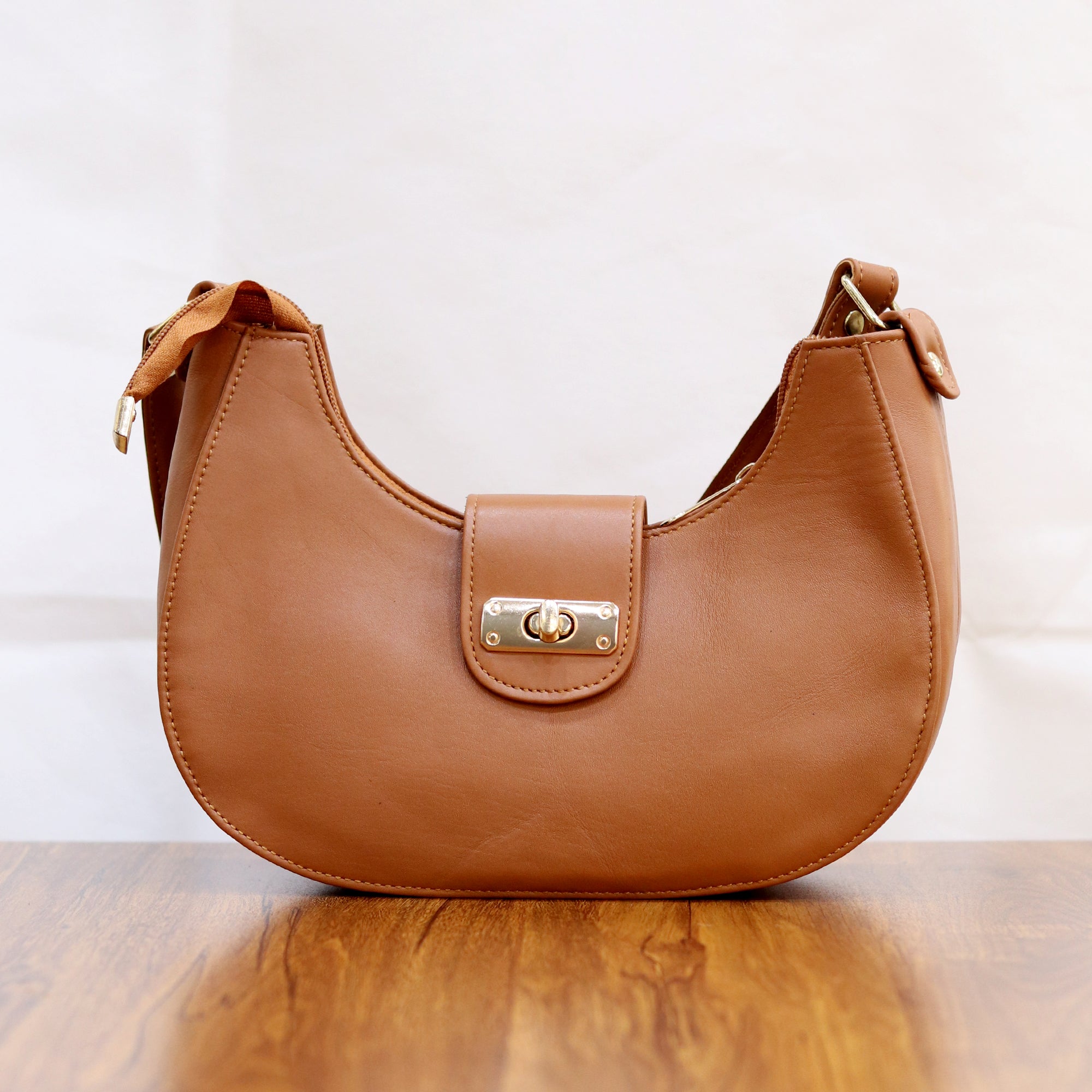 Chic Crescent Shoulder Bag Genuine Leather Handbag