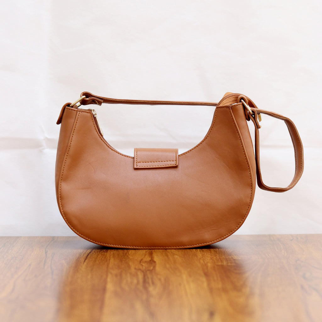 Chic Crescent Shoulder Bag Genuine Leather Handbag