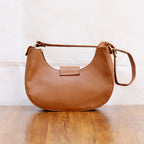 Chic Crescent Shoulder Bag Genuine Leather Handbag