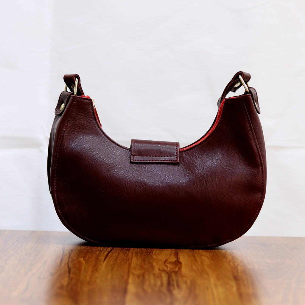 Chic Crescent Shoulder Bag Genuine Leather Handbag