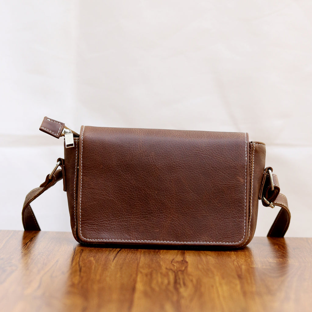 Wavy Flap Crossbody Leather Bag
