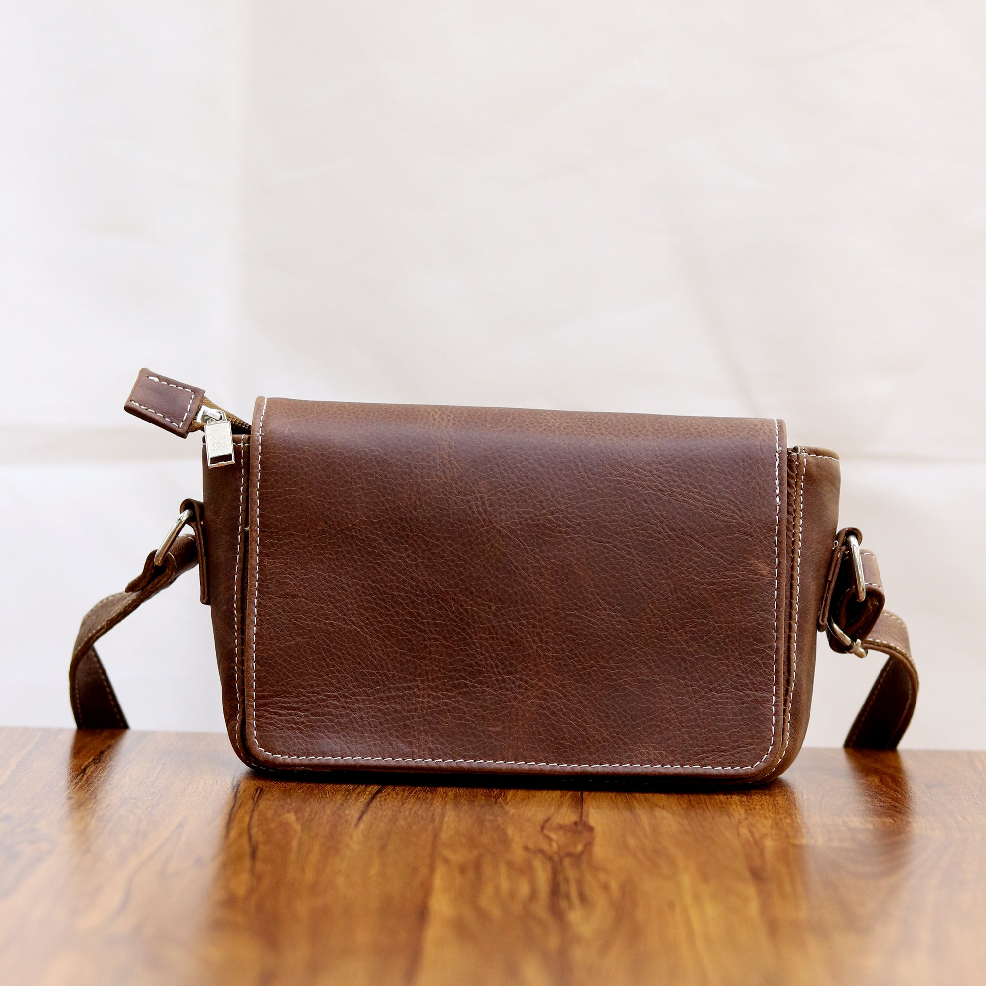 Wavy Flap Crossbody Leather Bag