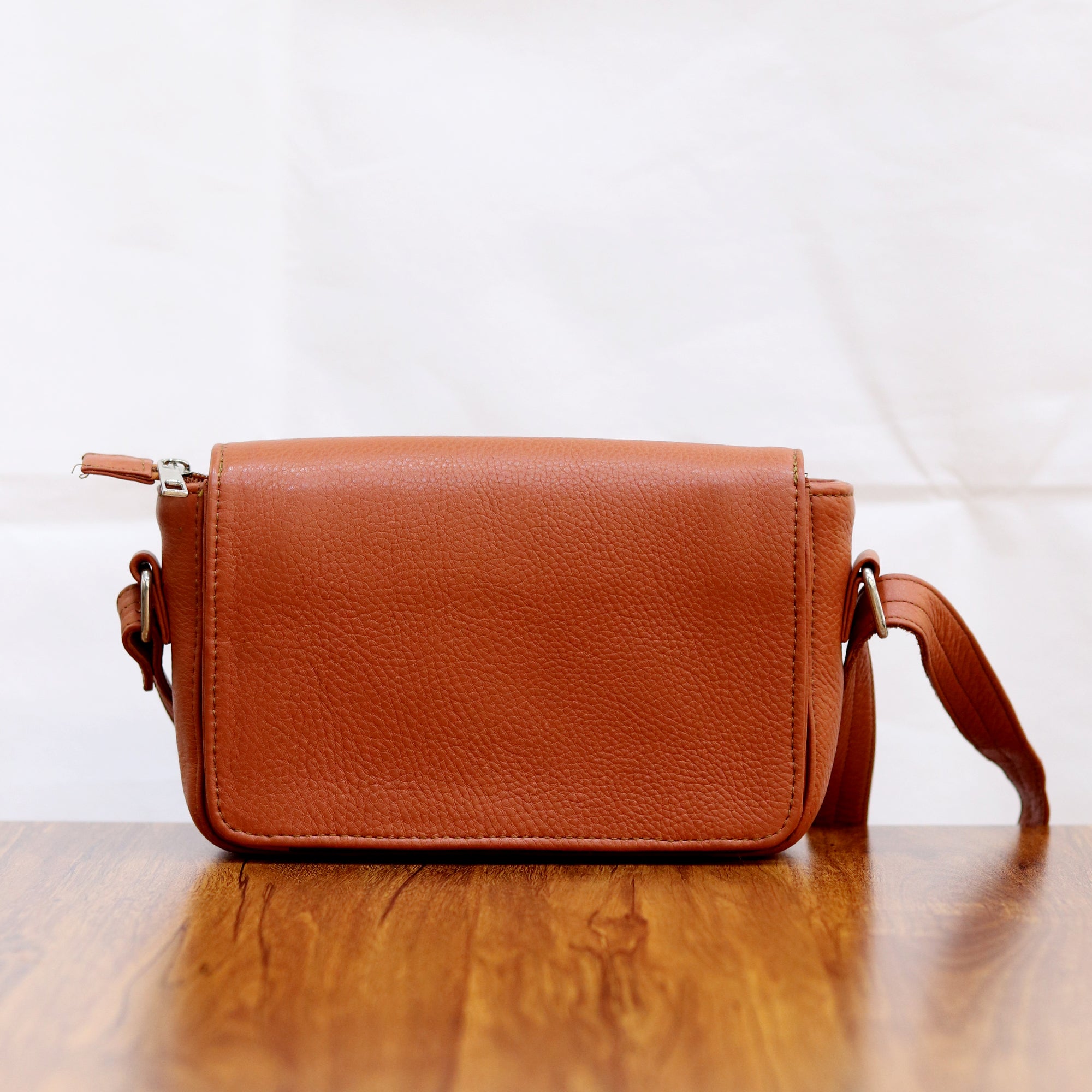 Wavy Flap Crossbody Leather Bag