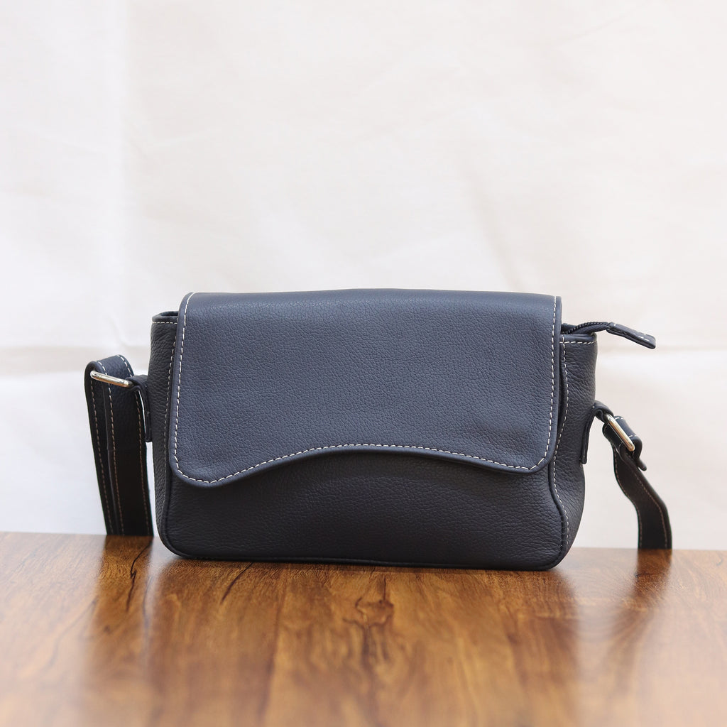Wavy Flap Crossbody Leather Bag
