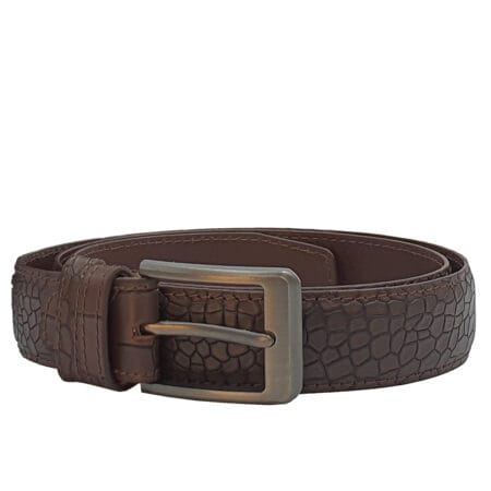 Men's Dark Brown Crocodile Embossed Belt