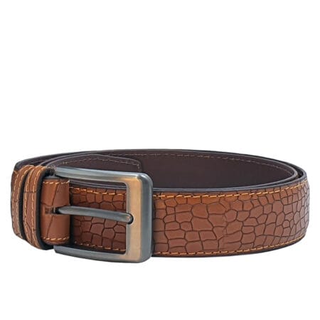 Men's Mustard Crocodile Embossed Belt