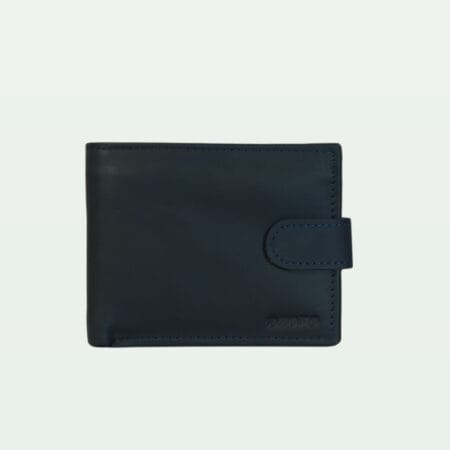 SecureSnap Leather Wallet with Button - Black