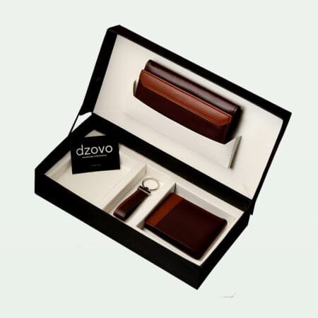 3-Piece Gift Set: Wallet, Ladies Clutch & Keychain (Brown)