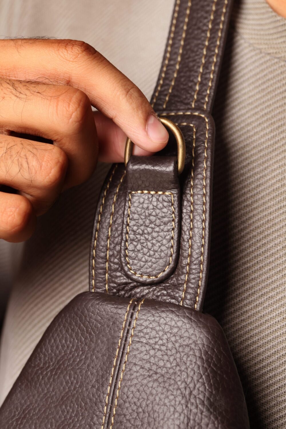 Prestige Cross Body Bag - Dark Brown - Image 3