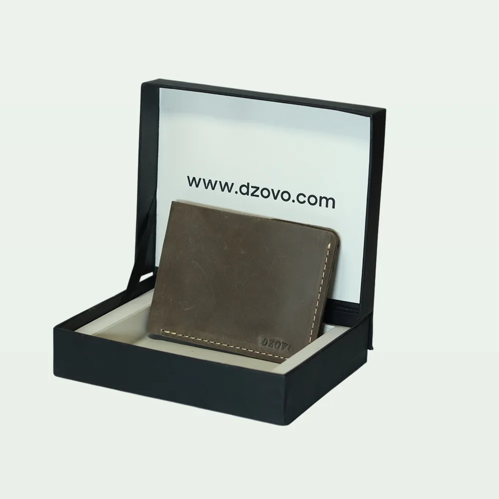 Heritage Wingtip Gray Leather Wallet - dzovo