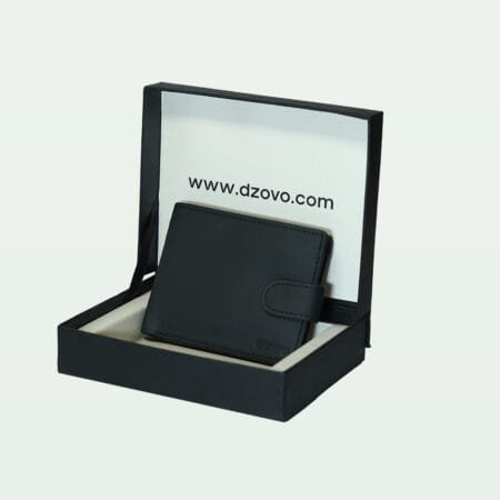 SecureSnap Leather Wallet with Button - Black