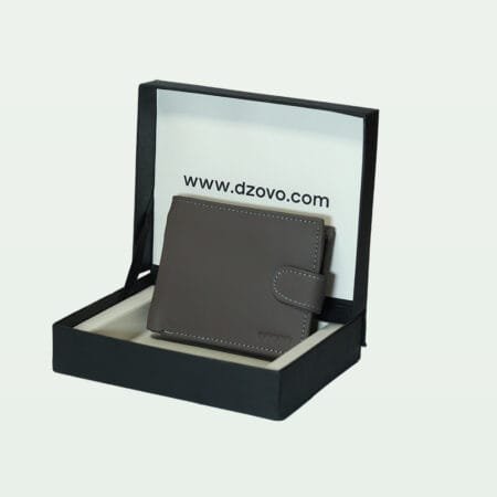 SecureSnap Leather Wallet with Button - Grey