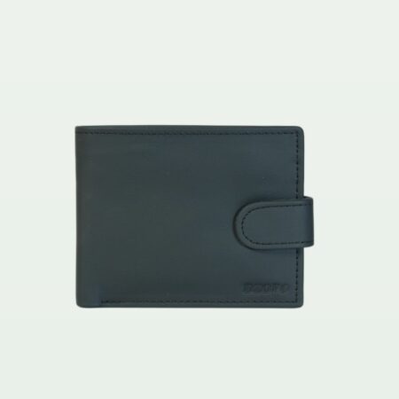 SecureSnap Leather Wallet with Button - Navy